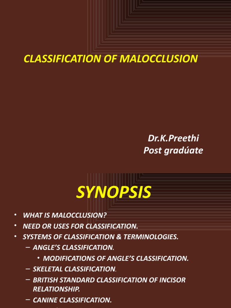 Overview of Malocclusion Classifications | PDF | Dentistry | Dentistry ...