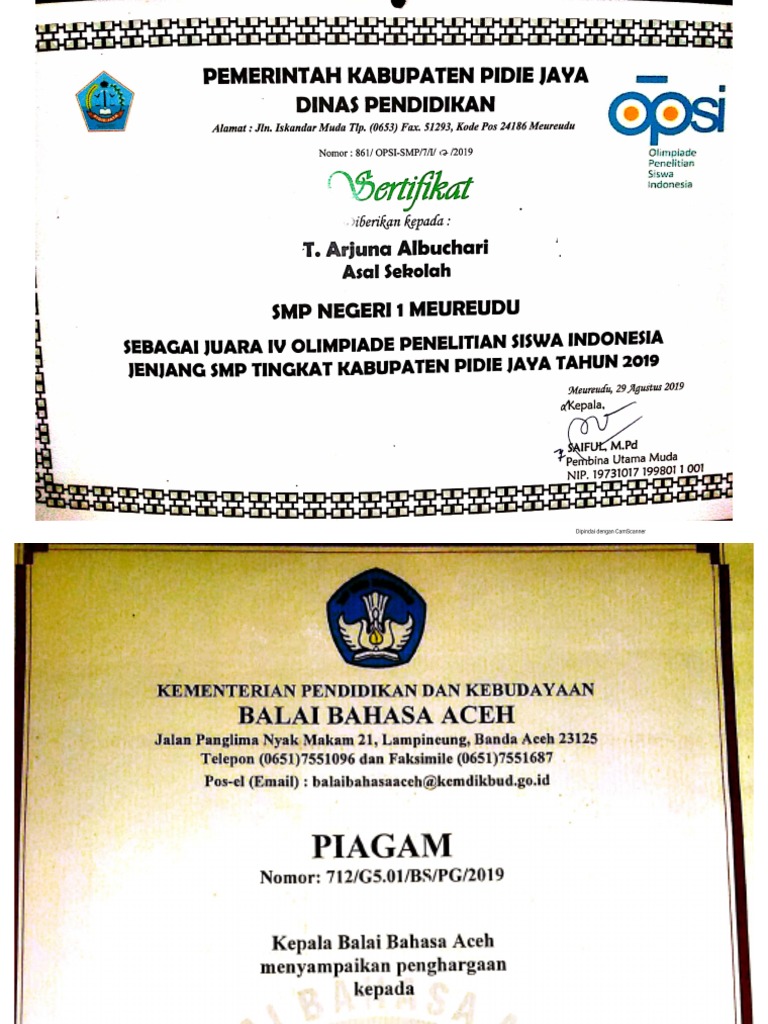 Sertifikat Kegiatan Akademik Dan Non Akademik Pdf