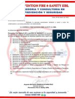 Carta de Presentación Prevention Fire Safety Eirl