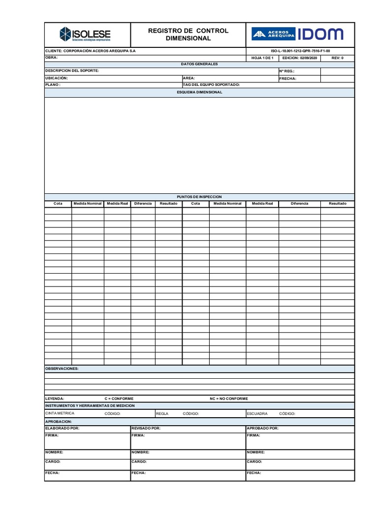 Registro de Control Dimensional ISO | PDF