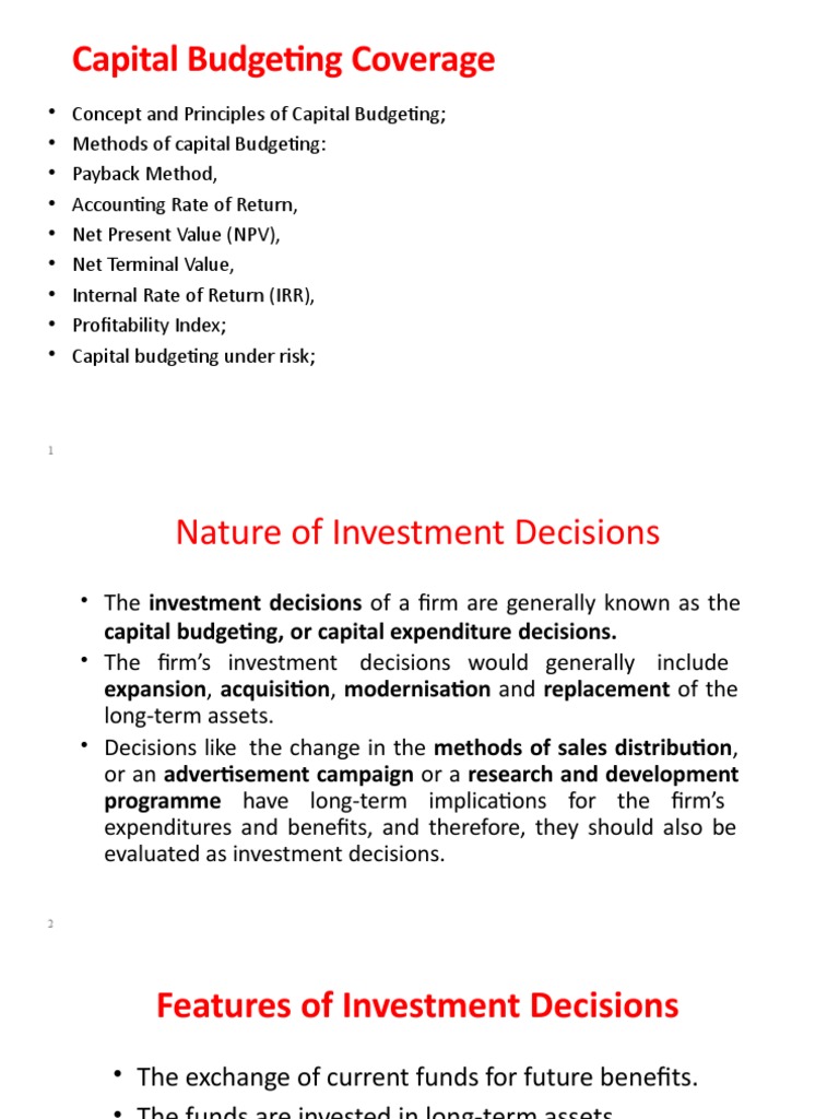 Capital Budgeting Techniques Explained | PDF | Net Present Value ...