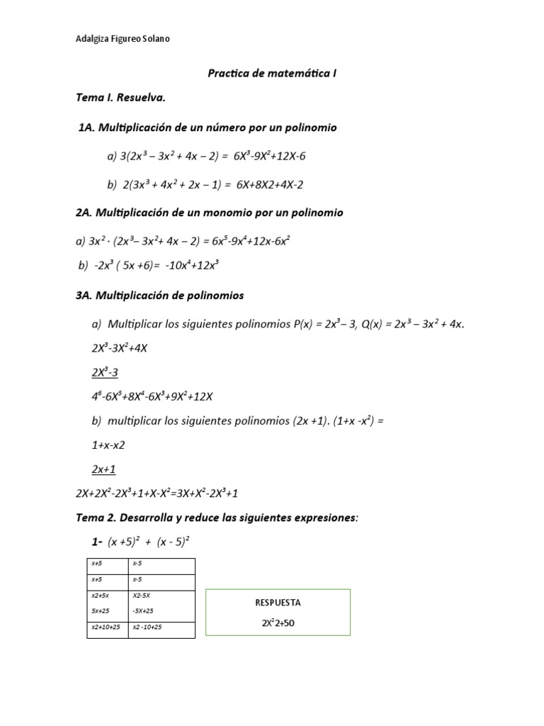 Practica de Matemática I. Solo Estudiantes Unicaribe | PDF ...