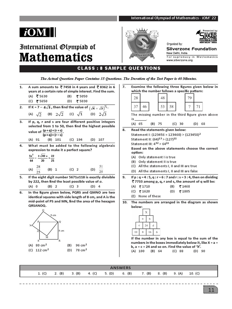 IOM Worksheet PDF Numbers Number Theory