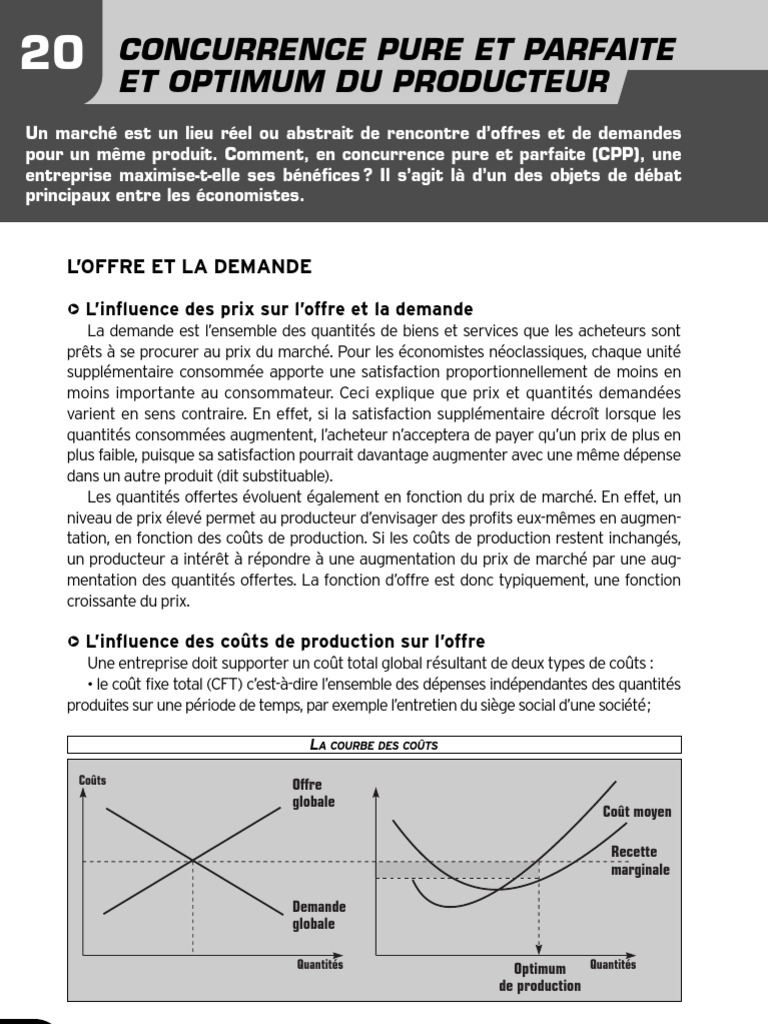 Concurrence Pure Et Parfaite Et Optimum Du Producteur