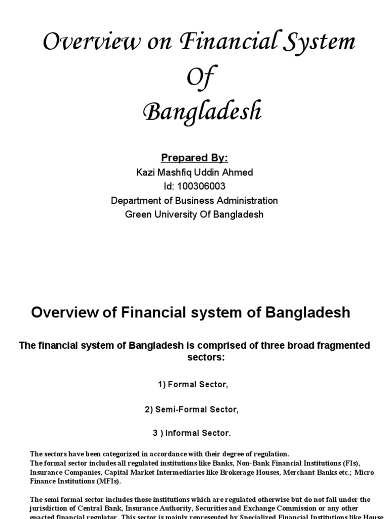 Overview of Bangladesh's Financial System | PDF | Securities (Finance ...
