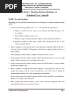 Work Sheet 2 - Selection Flow Controls 60069