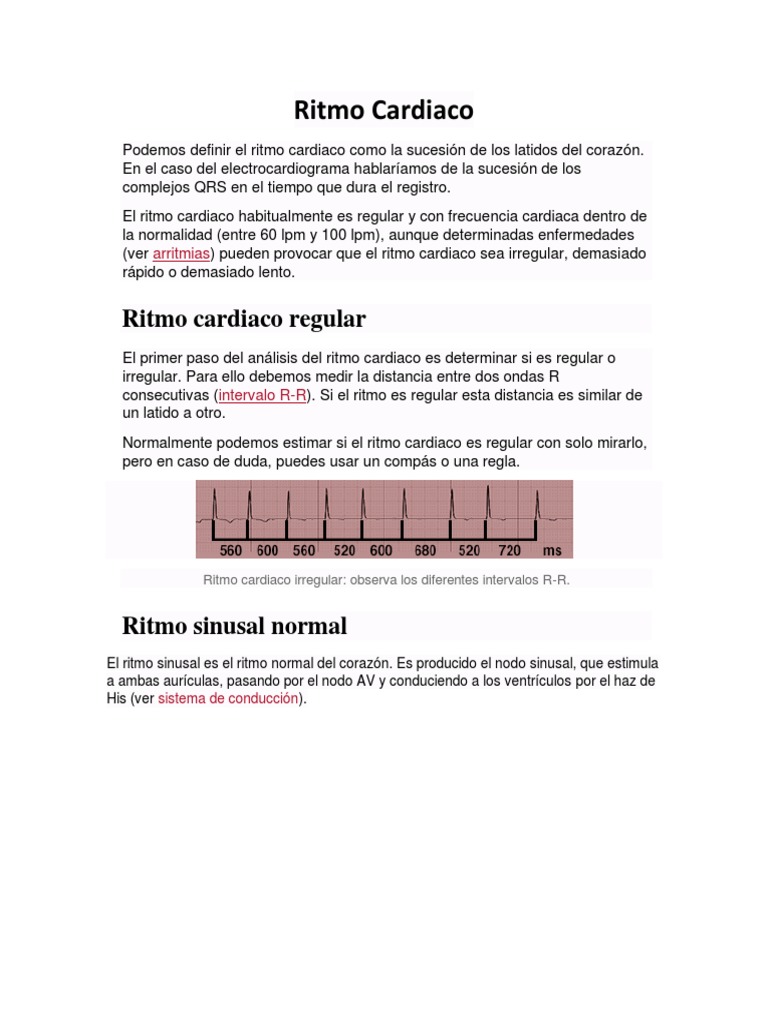 Ritmo Cardiaco: Normalidad y Alteraciones | PDF | Electrocardiografia ...