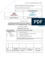 Job Procedure For Incoming Material Checking & Warehousing Management