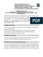 Inscrições Mestrado Planejamento Políticas Públicas UECE 2020.1
