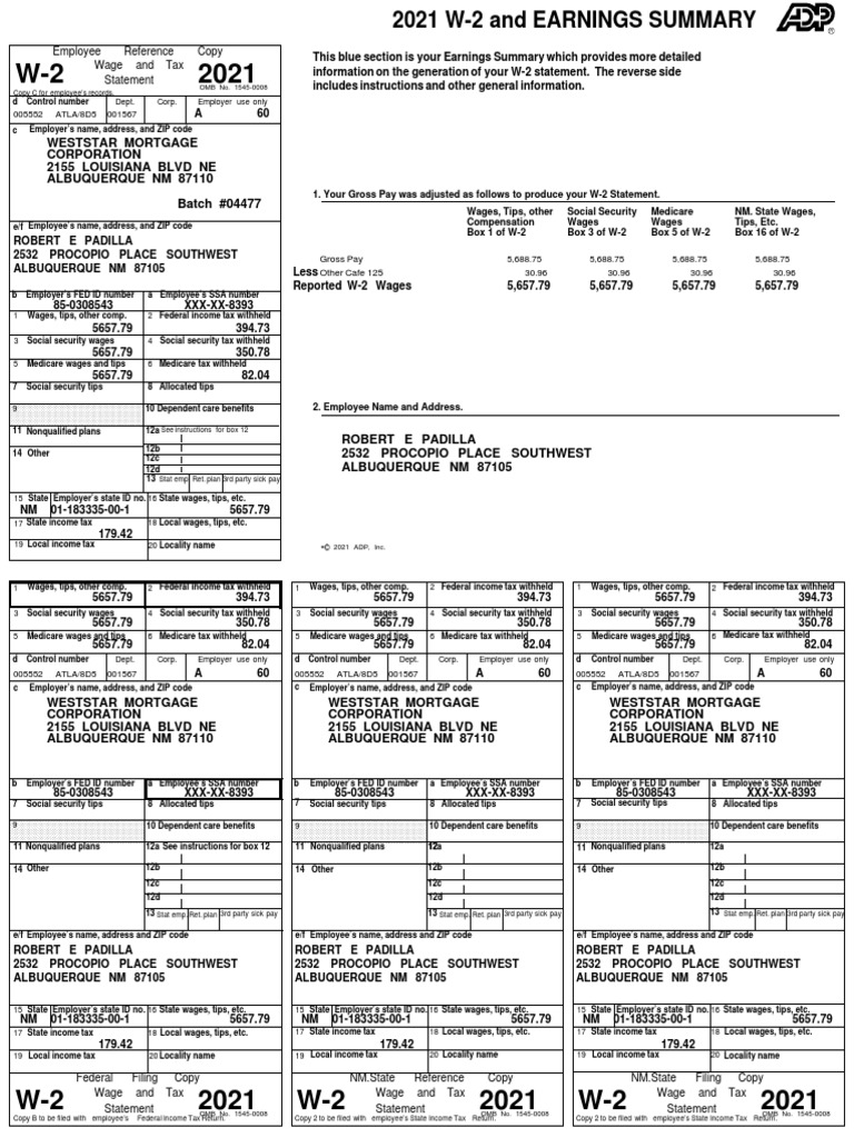 Wage and tax employee reference copy statement gross pay other cafe