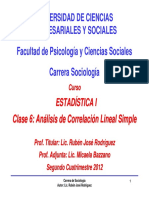 Clase - Análisis Correlación Lineal Simple - Estadìstica I - Sociologìa