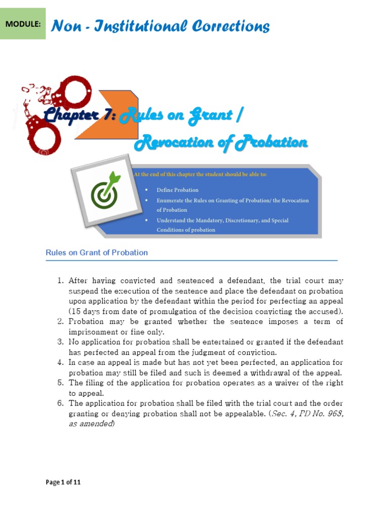 Rules on Granting and Revoking Probation | PDF | Probation | Bail
