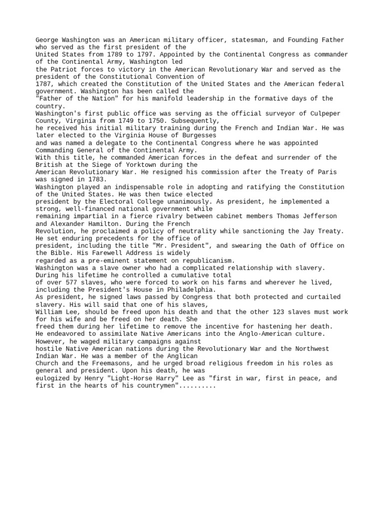 Washington Essay Download Free PDF Washington