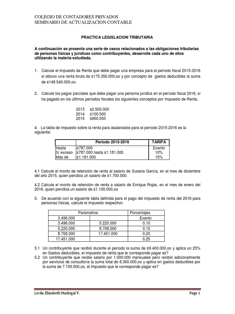 Tarea Tributaria | PDF | Impuestos | Impuesto sobre la renta