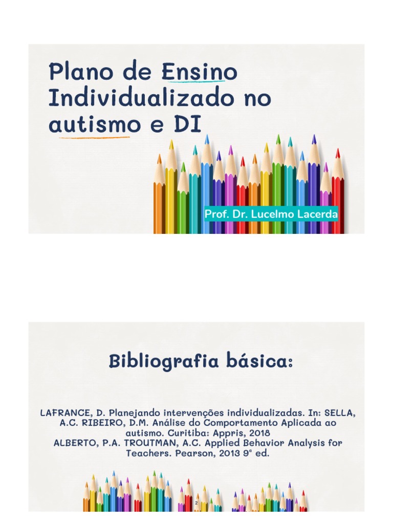 PEI Plano de Ensino Individualizado No Autismo e Deficiencia Intectual ...