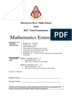 HSC Mathematics Extension 2 Trial Examination Sketch and Analysis