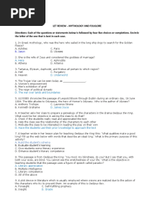 LET REVIEW Mythology and Folklore Exercises