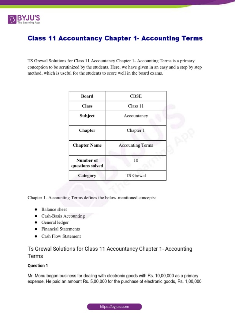 Class 11 Accountancy: Chapter 1 Guide | PDF | Debits And Credits ...