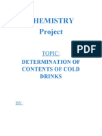 Chemistry Project: Topic: Determination of Contents of Cold Drinks