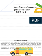 Rating Sheet/ Inter-Observer Agreement Form COT 1 & 2: Annotation