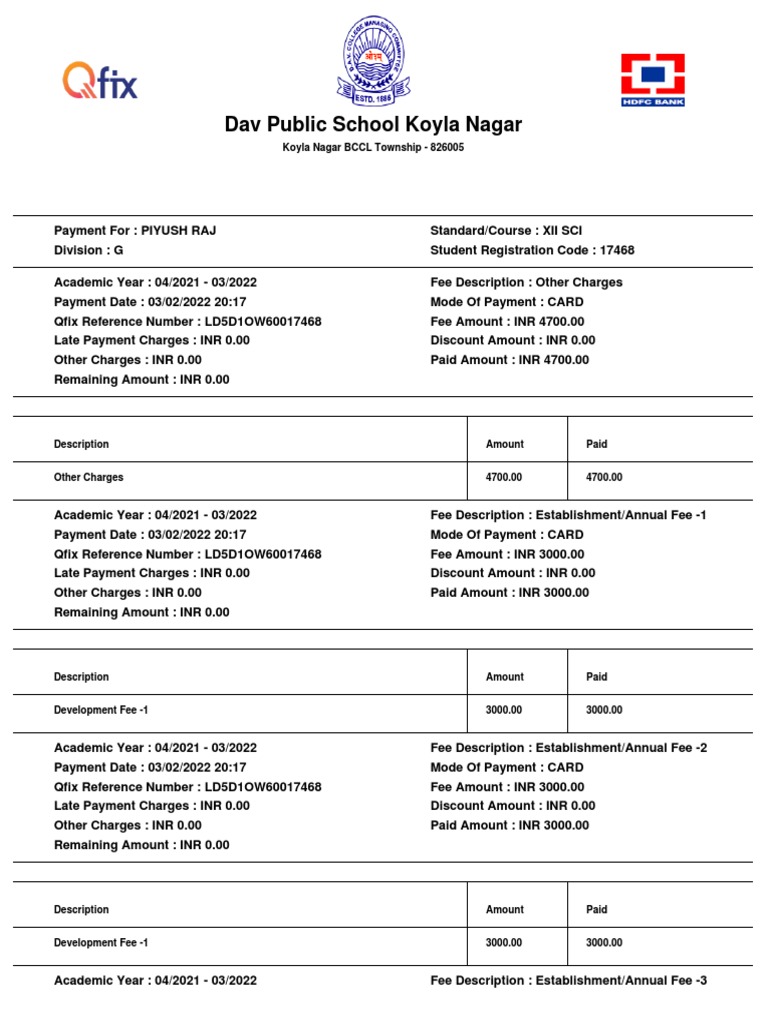 Qfix Payment Receipt Ld5d1ow60017468 | PDF | Fee | Payments