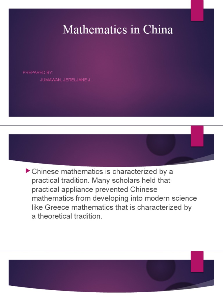 The Development and Applications of Ancient Chinese Mathematics | PDF ...