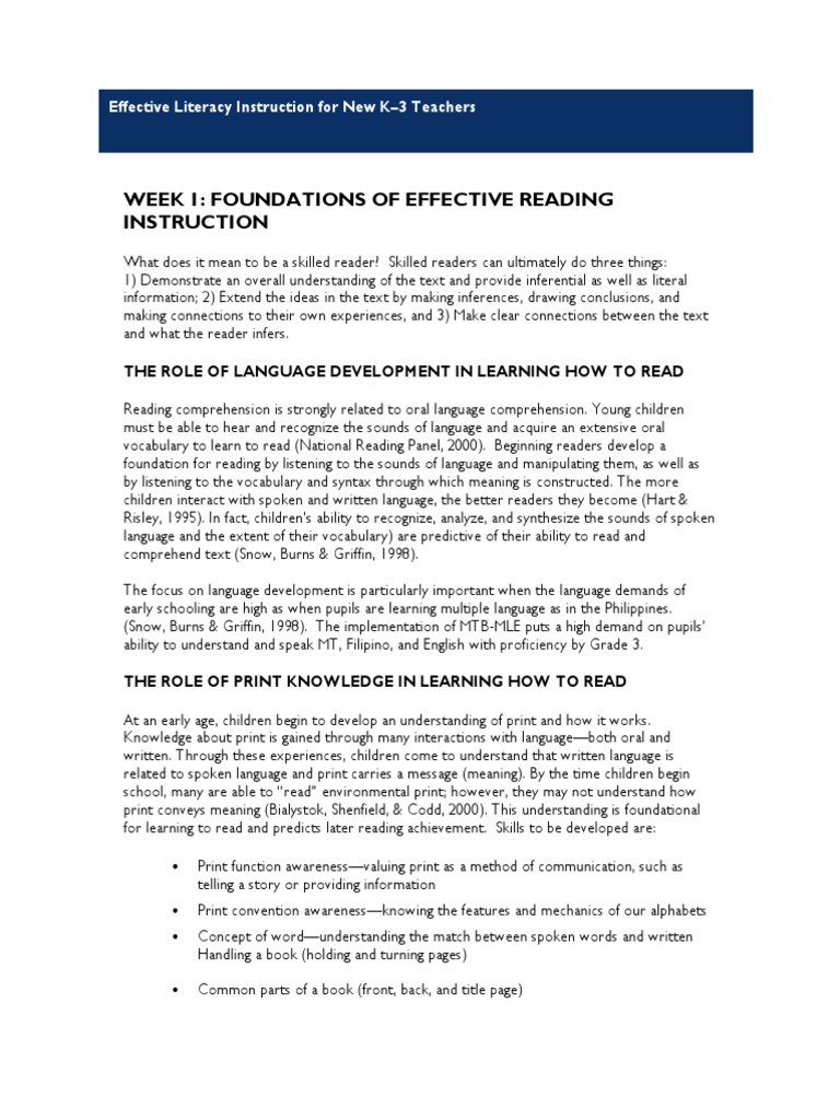 Foundations of Effective Reading Instruction | PDF | Phonics | Reading ...