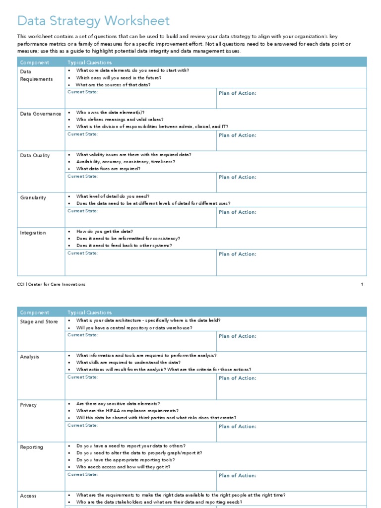 Data Strategy Worksheet Guide | PDF | Data | Data Quality