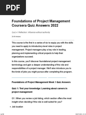 foundations of project management coursera