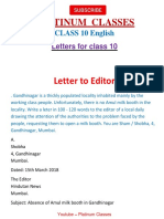 Platinum Classes: Letter To Editor