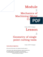 Mechanics of Machining (Metal Cutting) : Instructional Objectives