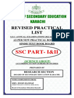Board of Secondary Education Karachi: Revised Practical List