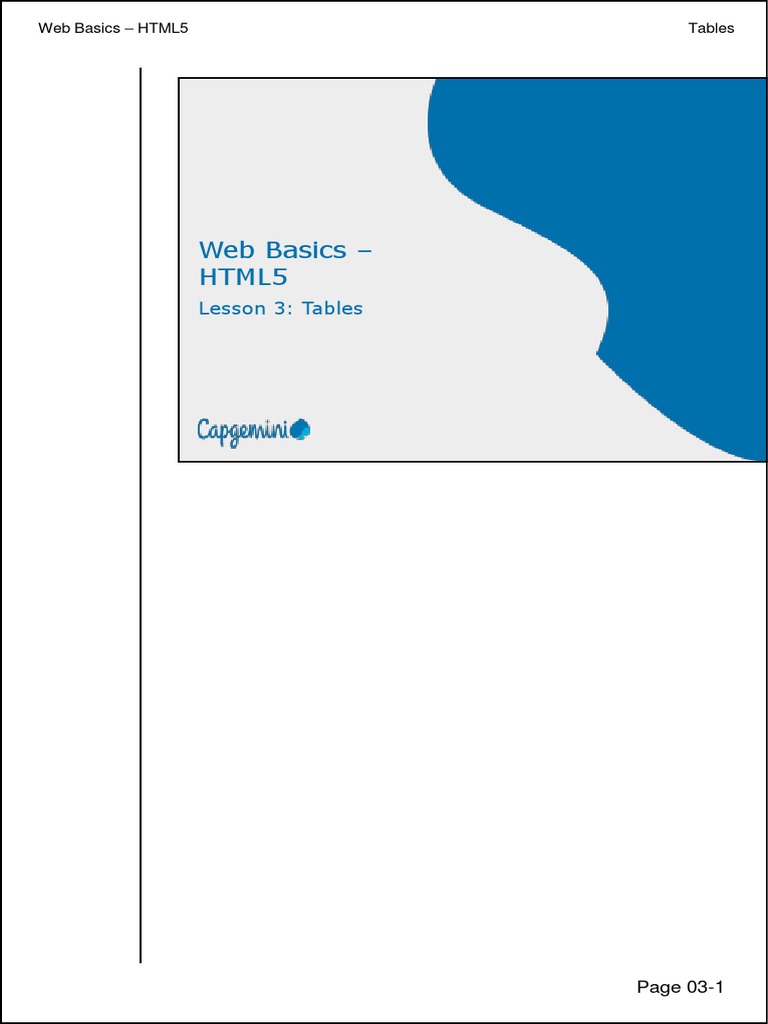 Web Basics (HTML5) Classbook Lesson03 Tables | Download Free PDF | Html ...