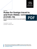 Rules For Foreign Travel To and From Wales: Coronavirus (COVID-19)