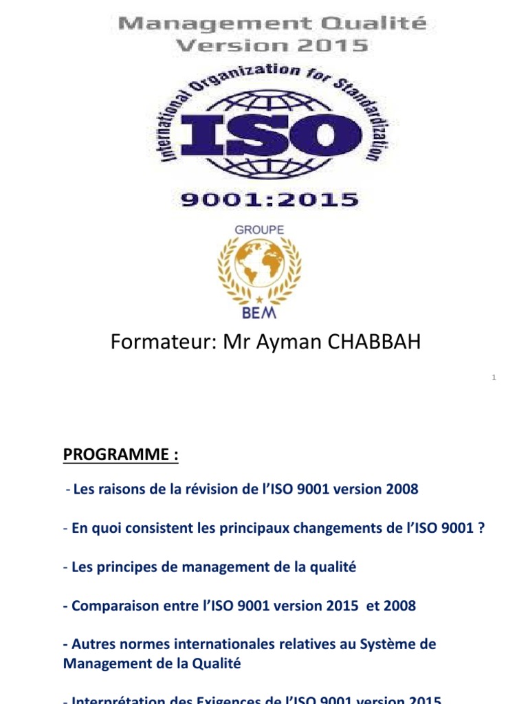 Support ISO 9001 V 2015 | PDF | Système de management de la qualité ...