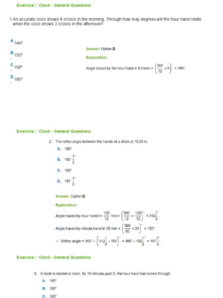 MCQ IQ Test Clock PDF