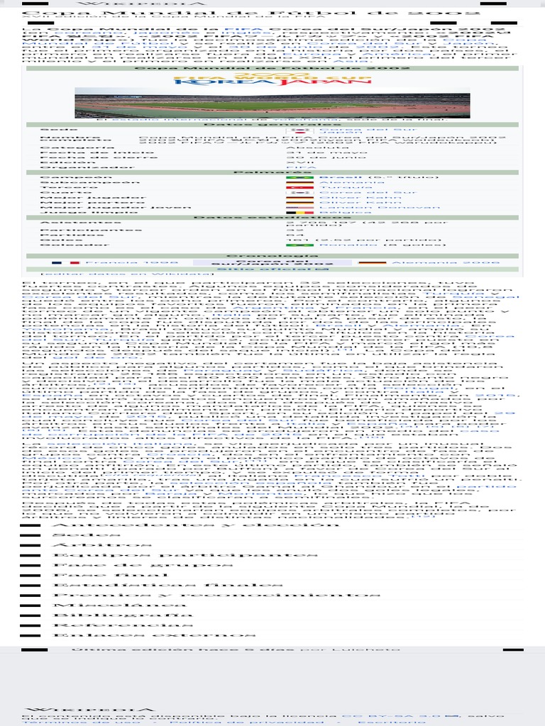 Copa Mundial de Fútbol de 2002 - Wikipedia, La Enciclopedia Libre | PDF