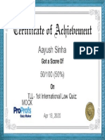 Aayush Sinha Online Mock Quiz Certificate