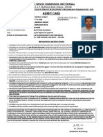 Admit Card: 161-A, S. P. Mukherjee Road, Kolkata - 700 026