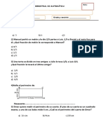 Evaluación bimestral de matemática con menos de  para