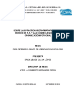 Sobre Las Prácticas Reformatorias de Los Anexos de A.A. y Las Consecuencias en La Organización Personal.