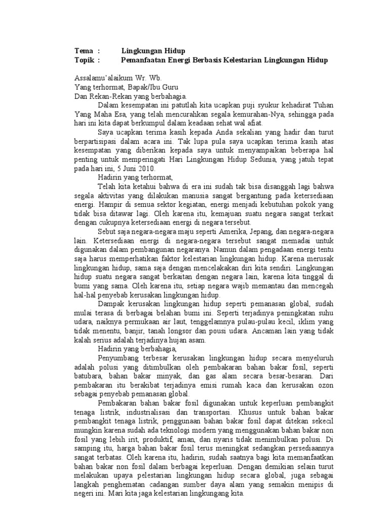 Contoh Teks Pidato Tentang Lingkungan Hidup Kumpulan Referensi Teks Pidato