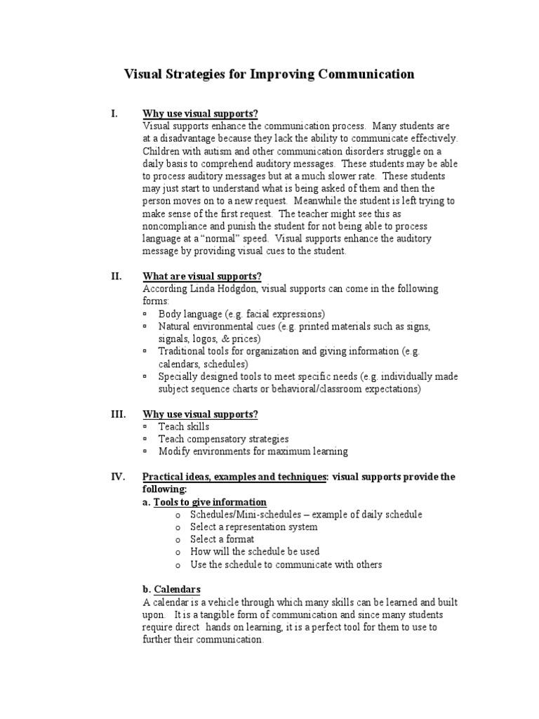 Visual Supports for Communication | PDF | Communication | Learning
