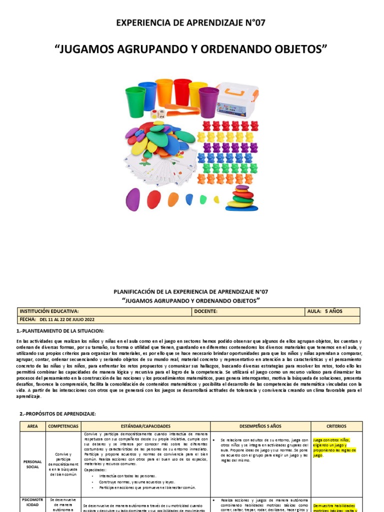 Agrupación y Ordenación de Objetos en Clase | PDF | Aprendizaje | Salón ...