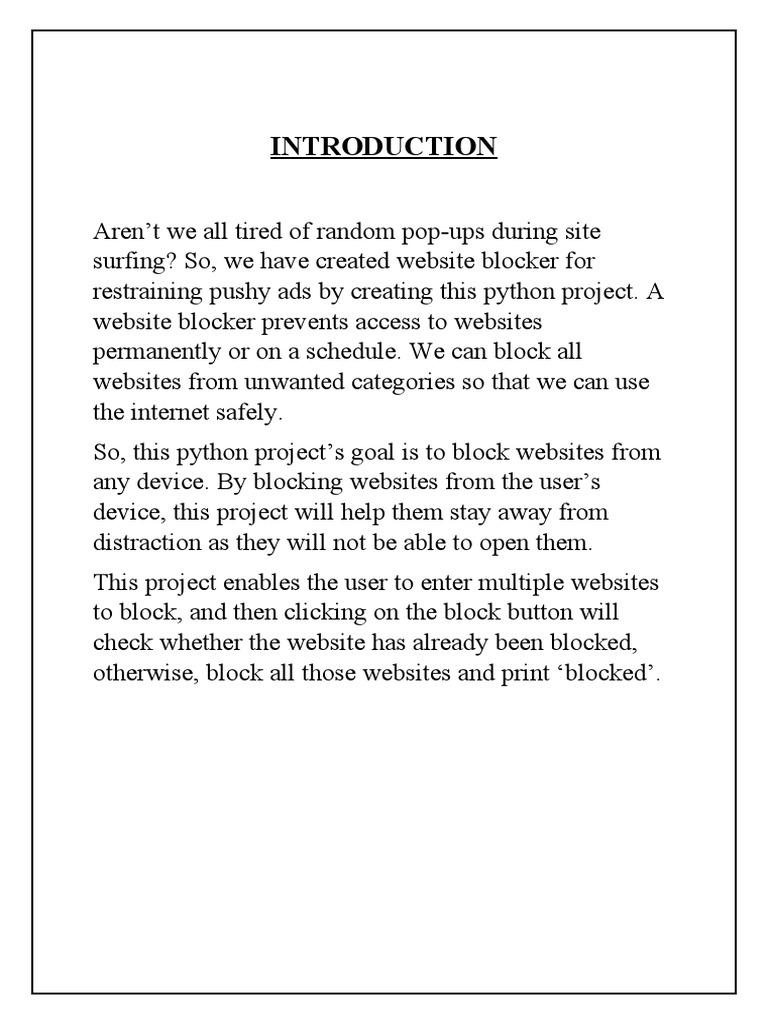 Python Website Blocker Project | PDF