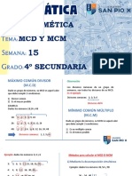 IV UNIDAD 4TO SEC - ARITMÉTICA. SEMANA 15 - MCD y MCM