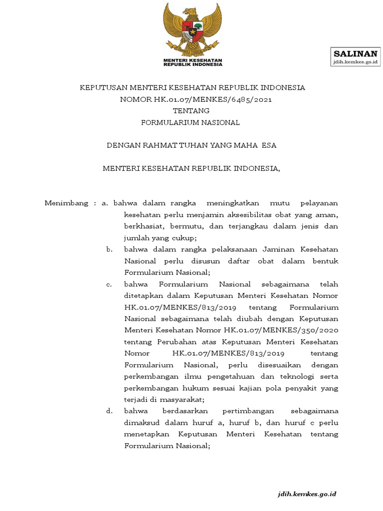 Keputusan Formularium Nasional 2021 | PDF | Pengembangan Diri