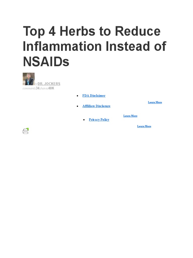 Top 4 Herbs To Reduce Inflammation Instead of NSAIDs PDF