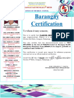 Barangay Certification: To Whom It May Concern