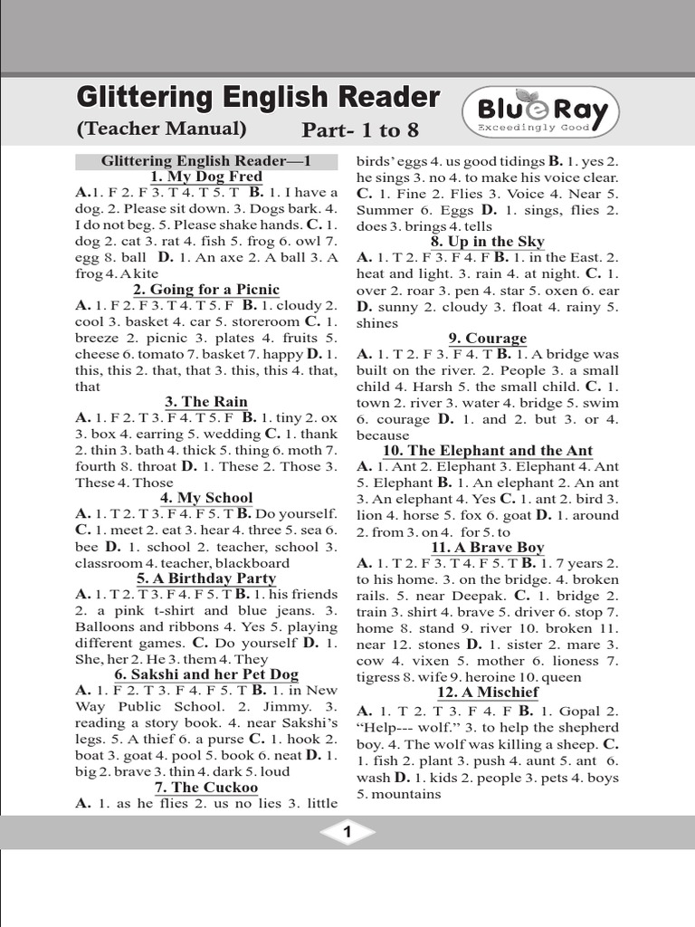 Glittering Reader 1 To 8 PDF Baloo